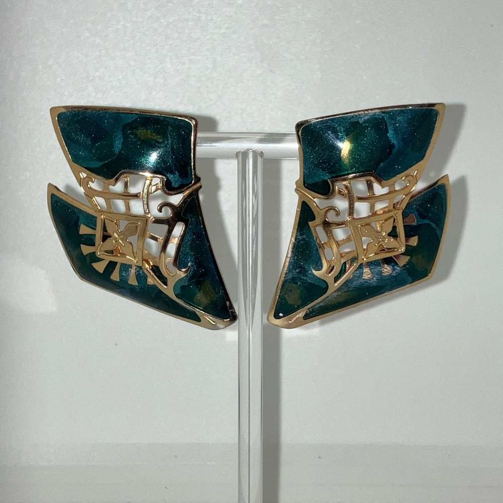 Berebi Gold & Green Vintage Earrings